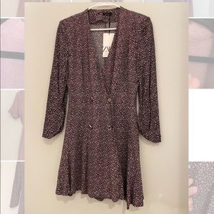 NWT Floral long sleeve button Zara Romper XS